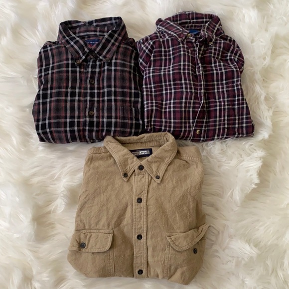 Other - Three Flannel/Plaid & Khaki shirt bundle